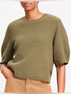 LOFT Sweater Knit Tee in Olive, size XL